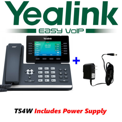 Yealink SIP-T54W Prime Business Phone 4.3'' Color Screen w/ Power Supply Adapter