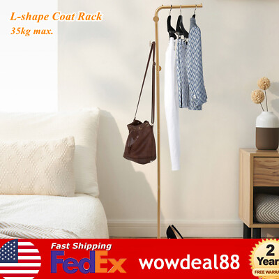 L-shape Coat Rack Hat Bag Stand Tree Hooks Clothes Hanger