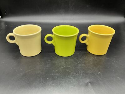Set of 3 Fiestaware Coffee Mugs Light Green,Yellow,and Pale Yellow