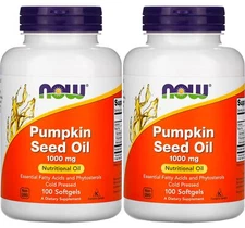 NOW Pumpkin Seed Oil 100 Count Pack of 2 Cold Pressed Essential Fatty Acids
