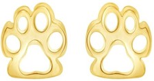 Dog Animal Paw Print Stud Earrings in Sterling Silver 925 For Women's