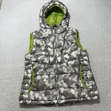 Koppen Women's Medium Down Feather Puffer Vest Sleeveless Jacket Gray Camo