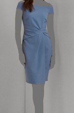 Lauren Ralph Lauren Women's Blue Off-The-Shoulder Sheath Dress Size 16