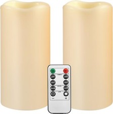 Outdoor Waterproof Flameless LED Candles 5.5" with Remote   2 Pack Plastic Pil