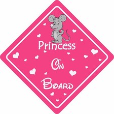 PRINCESS ON BOARD MOUSE Car Sign Car Sticker Baby Child Children Safety Kids