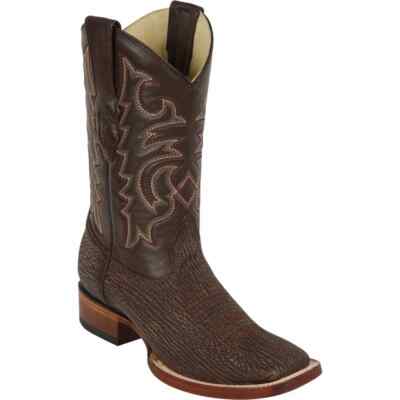 Los Altos RUSTIC BROWN Genuine SHARK Western Cowboy Boot Square Toe D 8220907