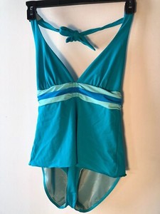 SPANX turquoise 735 one piece slimming halter Swimsuit ...