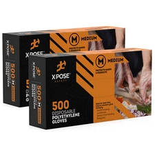 Clear Poly Gloves -Transparent, Non Latex, Size Medium-1000 Gloves