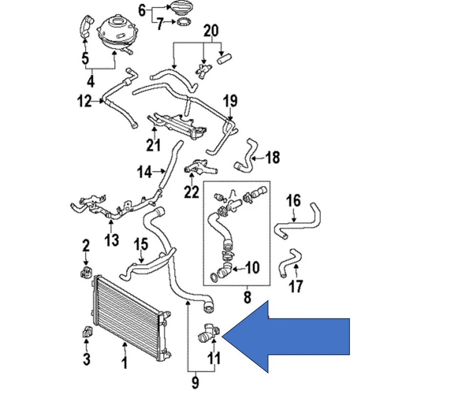 Carcasa conector manguera refrigerante radiador FEBI para AUDI VW TT Beetle Golf Jetta Foto 2 de 3