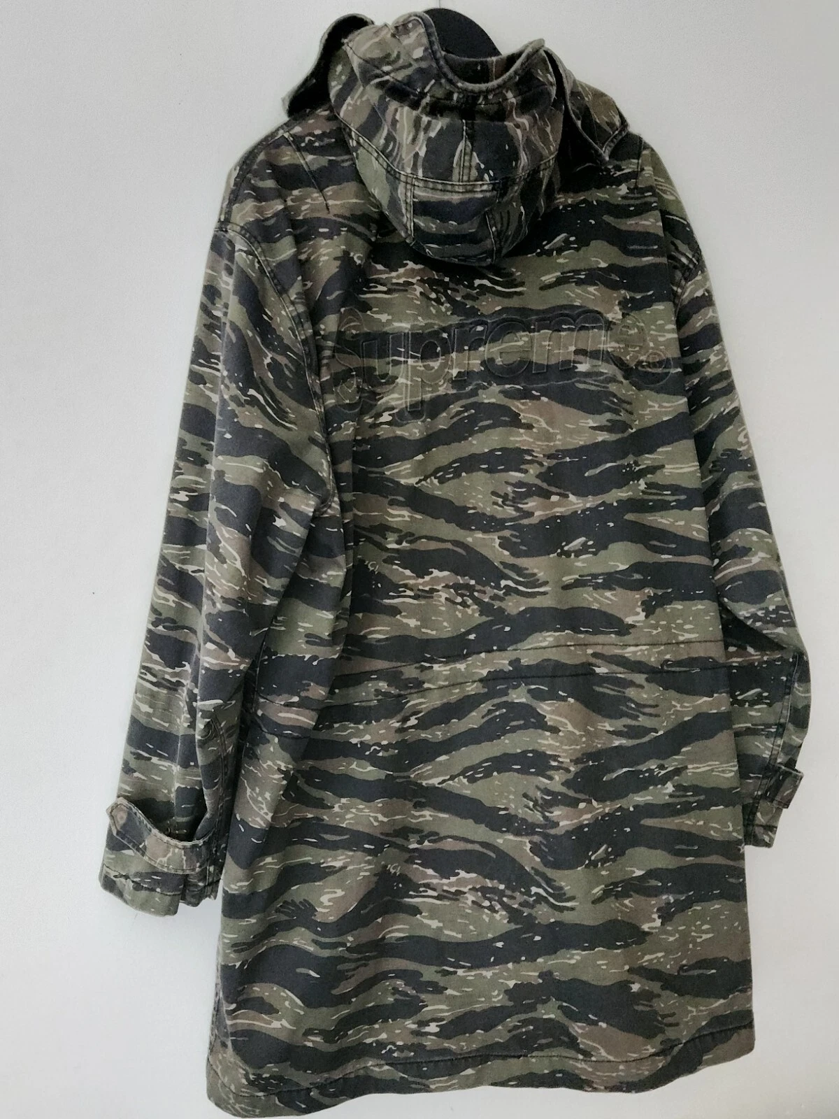 SS21 Supreme à Capuche Masque Parka XL Rare Manteau Tigerstripe Camouflage Gravé