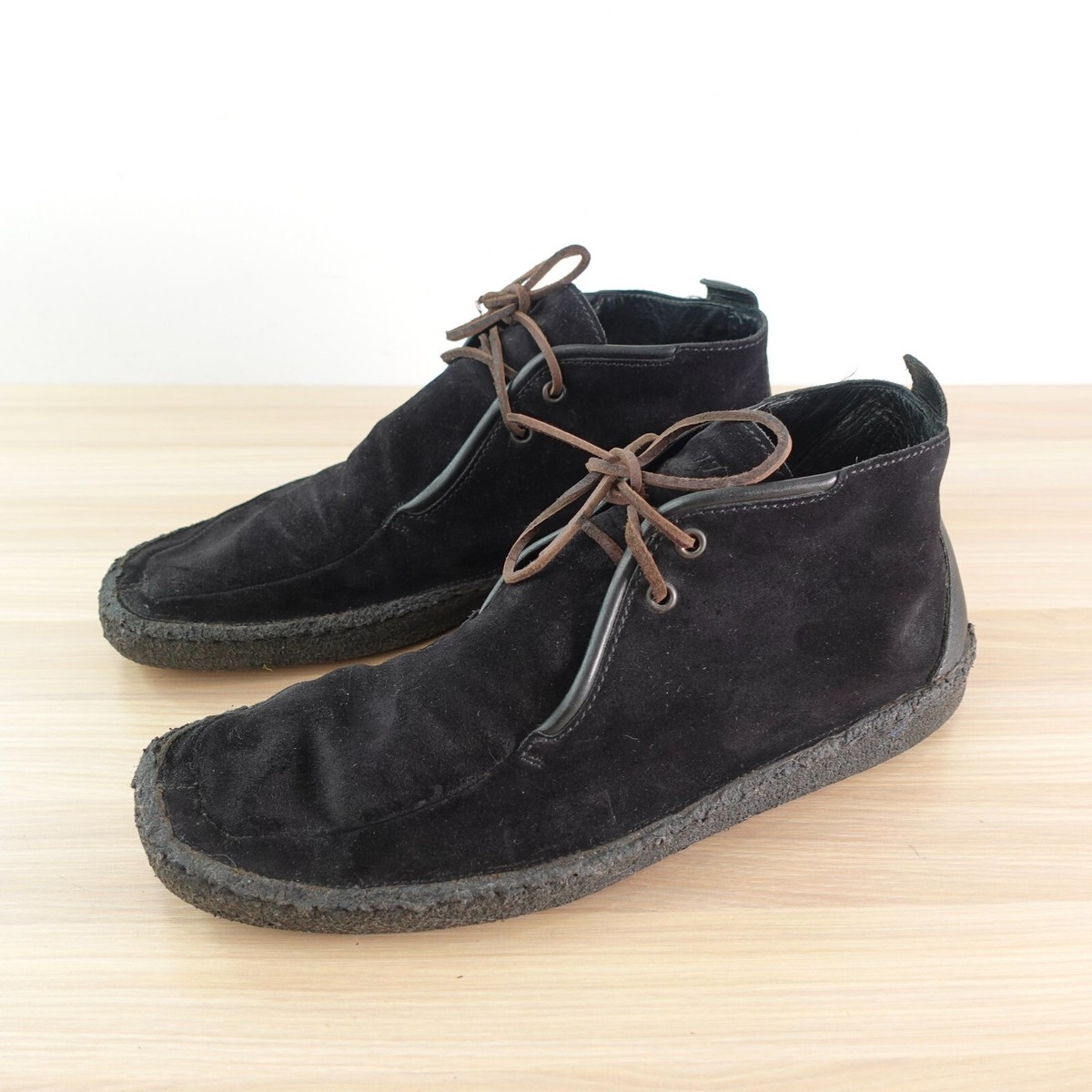 ZEGNA 黒の革靴 7 UK - EE (8 US) Z ZEGNA Boots Men 8 Leather Suede Black Chukka Ankle Lace Up Lace