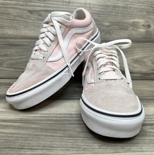 Vans Old Skool Unisex Suede Skateboard Pink White Sneaker Size M6 W7.5 UK5.0
