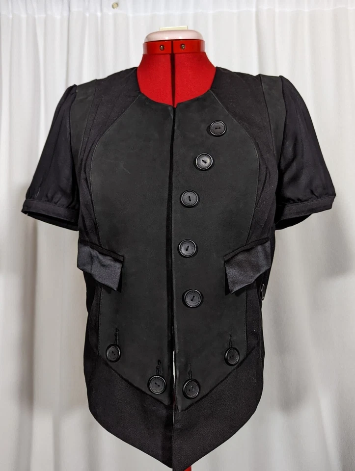 Louis de Gama Deconstructed Leather Silk Chiffon Bodice Victorian England 34" - Image 2 of 4