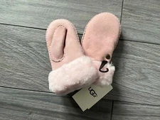 UGG AUSTRALIA INFANT GIRLS PINK SHEARLING AND SUEDE MITTENS, NWT $95