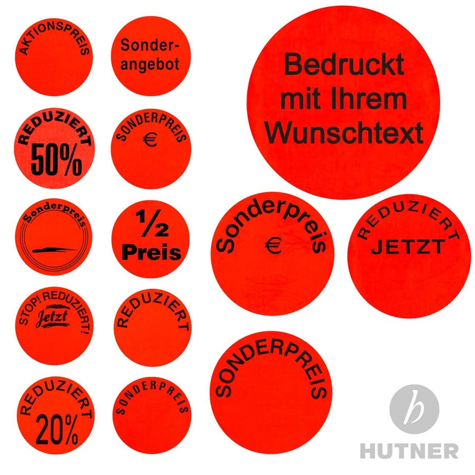 HUTNER PROFI - Aktionsetiketten 32mm / 50mm Etiketten Aufkleber Rolle runde Sonderpreis