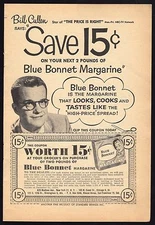 1958 BLUE BONNET MARGARINE AD ~ BILL CULLEN HOSTS THE PRICE IS RIGHT GAME SHOW