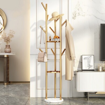 Garderobenständer Kleiderständer Marmor Standgarderobe Goldene Garderobe 172cm