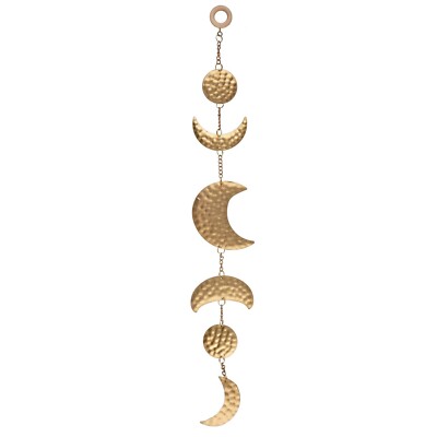 Vertikal Goldene Monde Phase Eisen Wandhängend Boho Stil Hippie Chic Ornament
