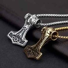 Thor's Hammer Necklace Norse Viking Battle Axe Amulet Pendant Jewellery