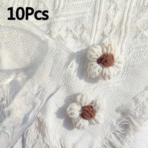 10Pcs Handmade Knitted Crochet Flowers Sewing Trim Clothes Headband Accessory - Picture 22 of 35