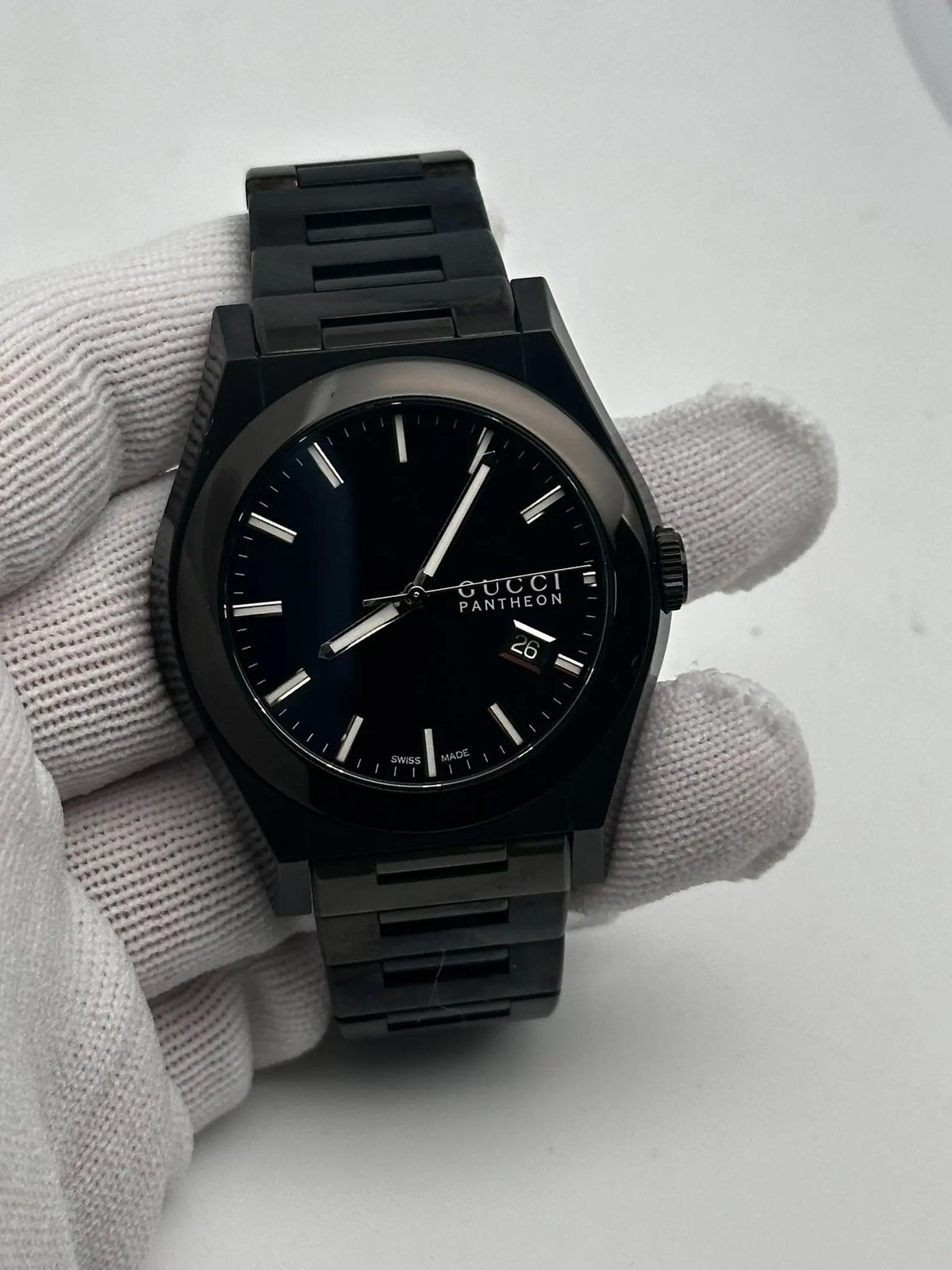 Gucci Pantheon 115 Black Ion Plated Steel Quartz Mens Watch