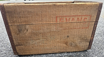 Vintage Evans Dairy Wooden Crate Metal Straps Brooklyn Made