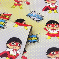 Image of Childrens Superhero Cartoon Super Ryan's World Multi Colour Kids Wallpaper
