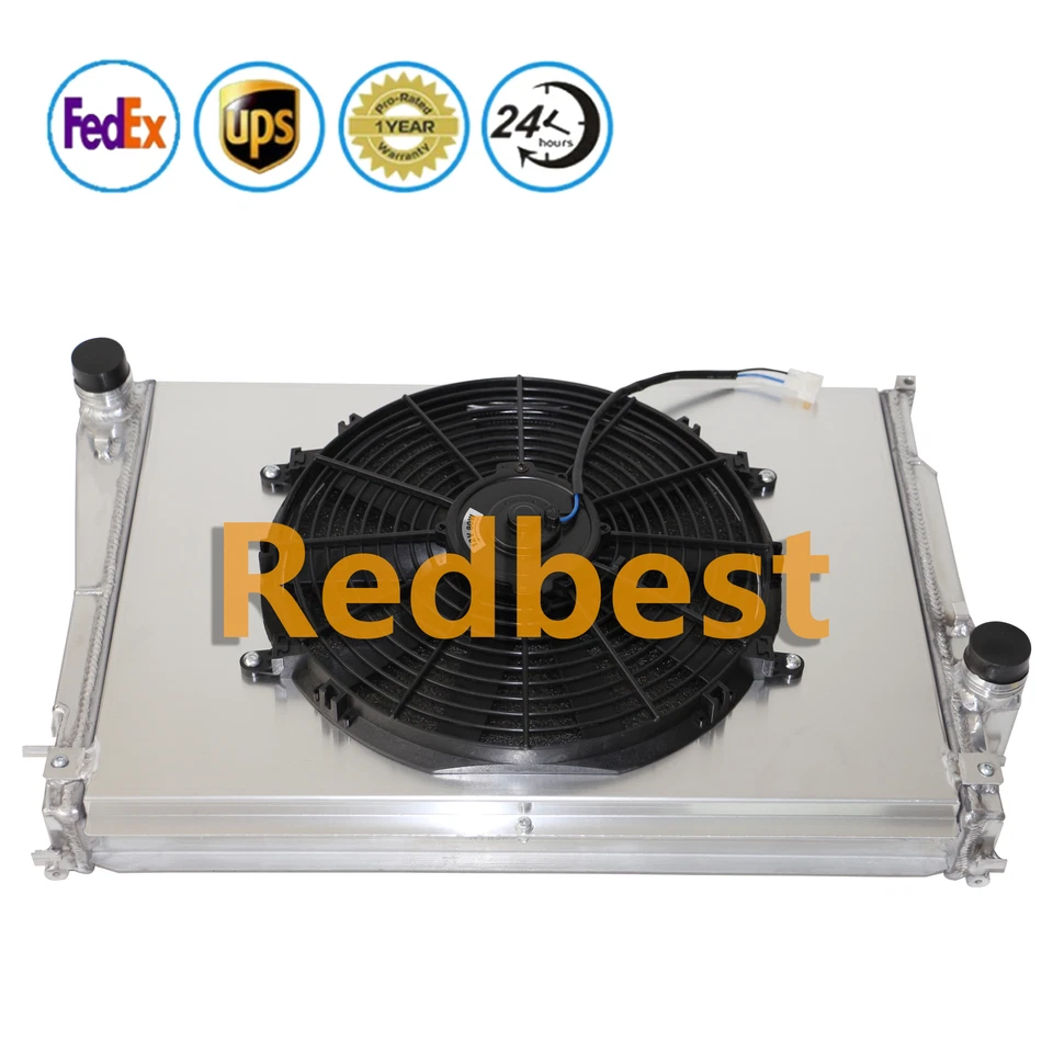 Radiador de 3 filas + cubierta + ventilador ajuste 1999-2006 BMW M3 base cupé/convertible 2 puertas 3,2 L Foto 4 de 4