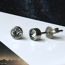 Black Diamond Effect 4mm Stud Earrings. Made with Nickel Free Titanium.