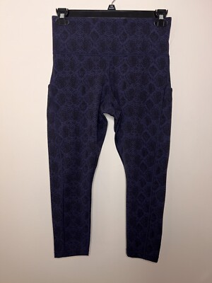 Athleta Ultimate Stash Pocket 7/8 Tight Blue Snakeskin Print High Rise Size 1X