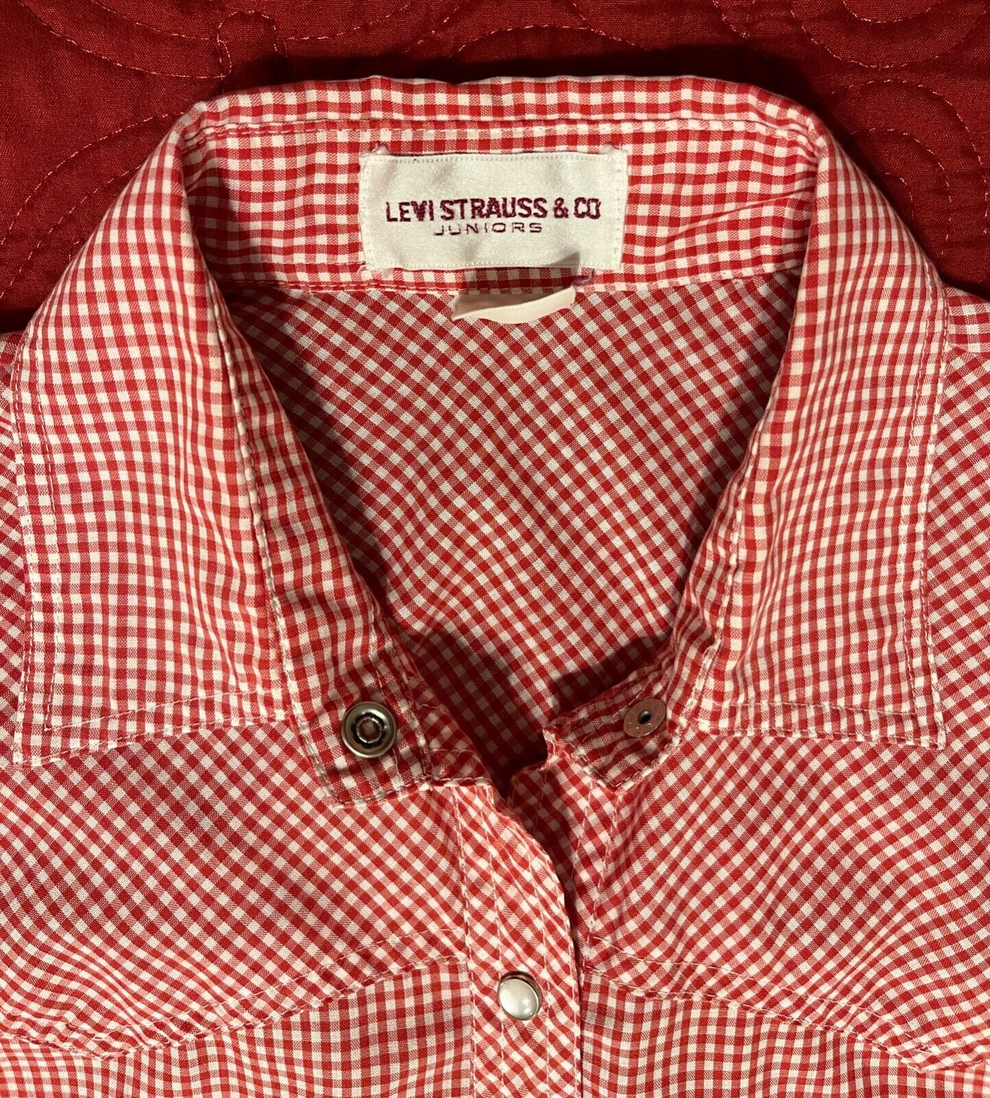 Levi Strauss & Co Juniors Womens S/M Red Check Pl… - image 4