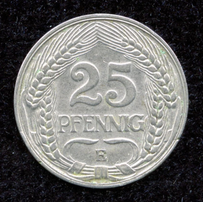 1910-E Germany 25 Pfennig Pfennigs Coin AU About Uncirculated KM#18 Schön#15