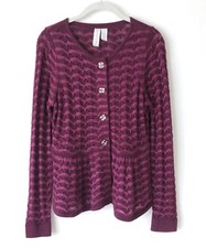 MATILDA JANE Paint by Numbers Purple Grape Leaf Peplum Cardigan Kidcore Size M