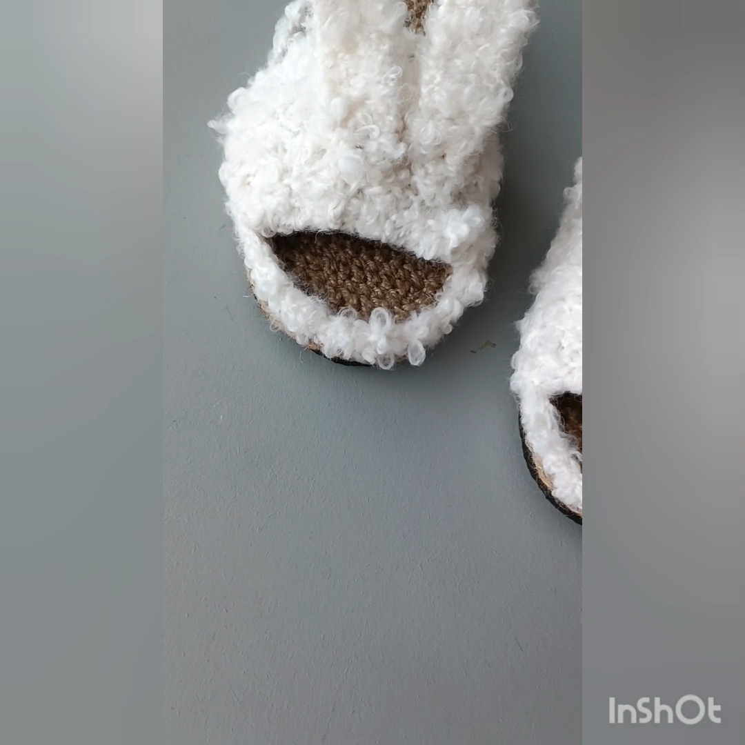 White Bunny slippers new size 7.5 hemp handmade shoes non-slip sole | eBay