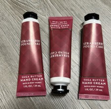 Lot of 3 BATH AND BODY WORKS SHEA HAND CREAM Strawberry Pound Cake NEW