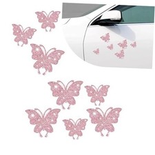 8PCS Butterfly Car Decals, Bling Crystal Rhinestone Butterfly Sticker, Car pink