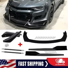 For Chevy Camaro Front Rear Bumper Lip Spoiler Splitter Body Side Skirt Black