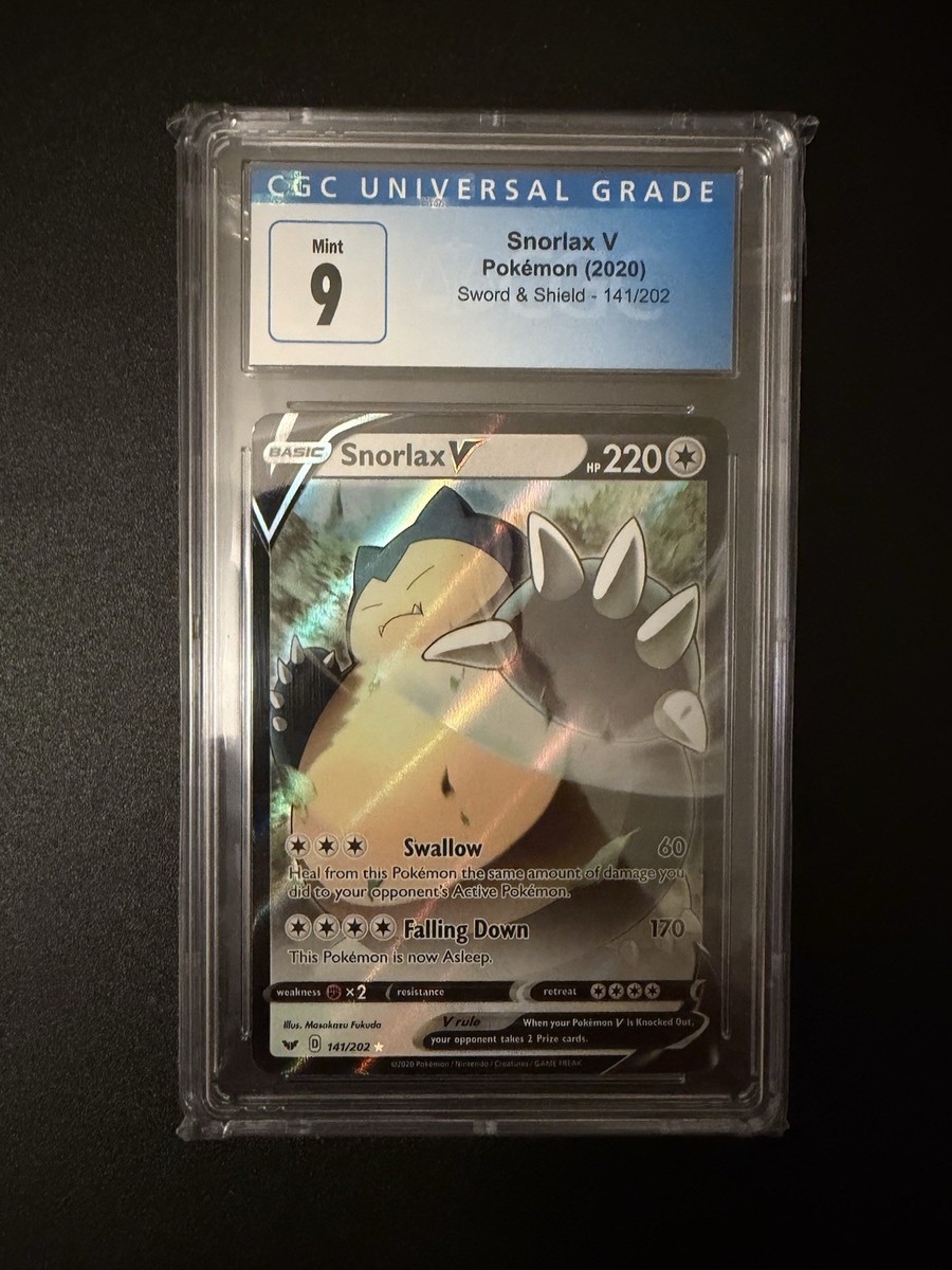 2020 Pokemon Sword & Shield Base # 141 Snorlax V PSA 9 Card MINT Trusted  Seller!