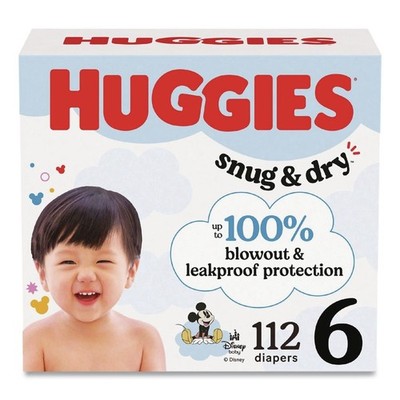 Huggies 56459 Snug and Dry Diapers 35 plus lbs. - Size 6 (112/Carton) New