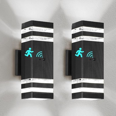 Motion Sensor Outdoor Wall Lights Dusk to Dawn Black aluminum LED Bulbs 3061