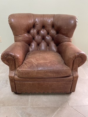 Polo Ralph Lauren Writer's Chair Brown Tufted Leather USA Made By