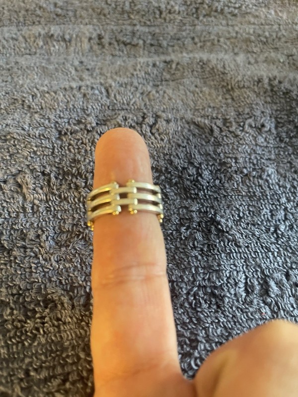 TIFFANY&Co. Sterling Silver Gate Link Ring #6.25US Yellow Gold
