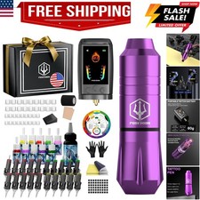 POSEIDON Cordless Tattoo Gun Kit for Beginners   Tattoo Pen Kit with 2300mAh ...