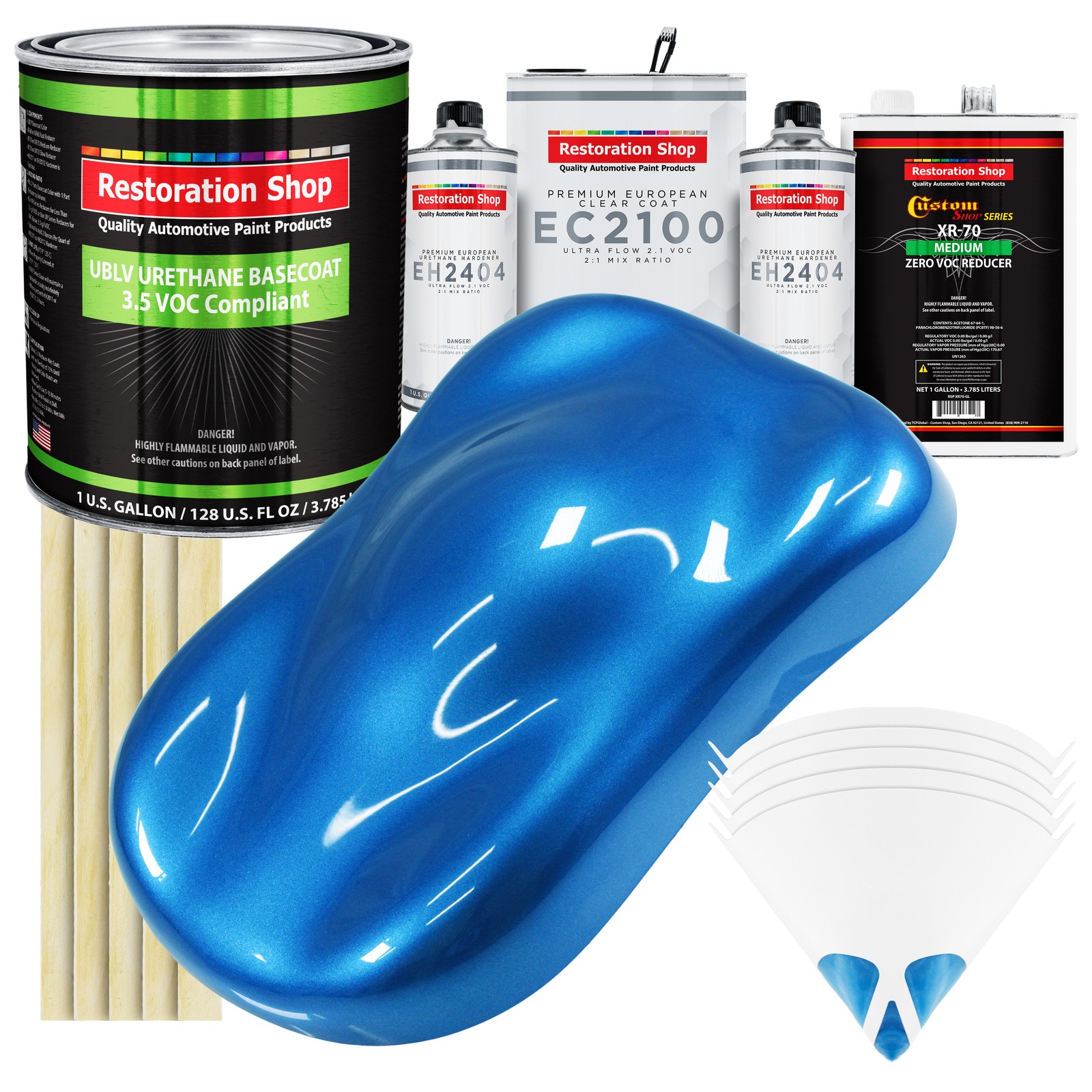 Fiji Blue Metallic Low VOC Urethane Basecoat Gallon Kit with Euro Clear Coat