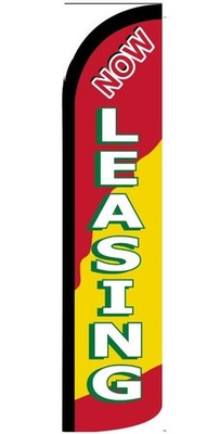 Now Leasing Yellow / Red Windless Banner Advertising Marketing Flag RFCO T1