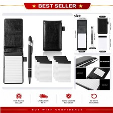 Pocket Notepad Holder Set 3 x 5 Inch Notebook With Pen Black 10pc