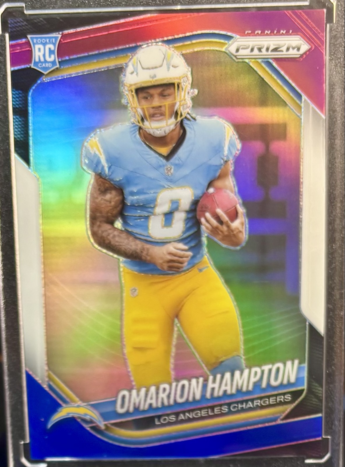 2025 Panini Prizm - Rookies Omarion Hampton #355 Red White & Blue Prizm (RC)