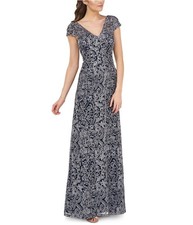 JS Collections Womens Embroidered Gown Dress, Blue, 10