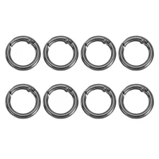 Spring O Rings, 8Pcs 1 Inch Metal Round Clips Keychain, Black