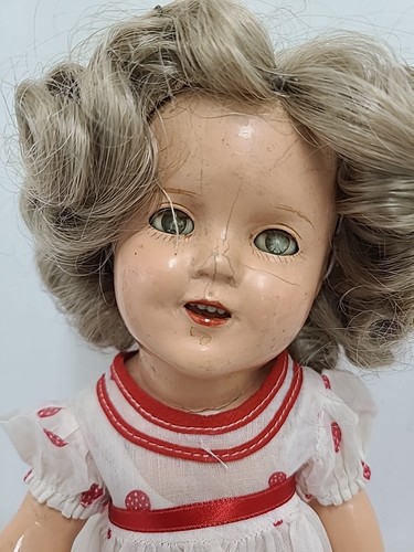 VINTAGE IDEAL 1930s COMPOSITION SHIRLEY TEMPLE DOLL 13 INCH - Afbeelding 2 van 15